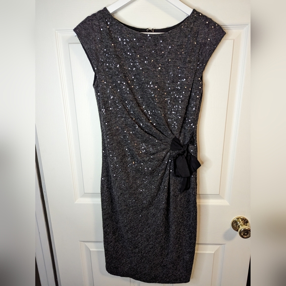 The limited dark grey dress with sequins and side tie size XSmall - Picture 1 of 9